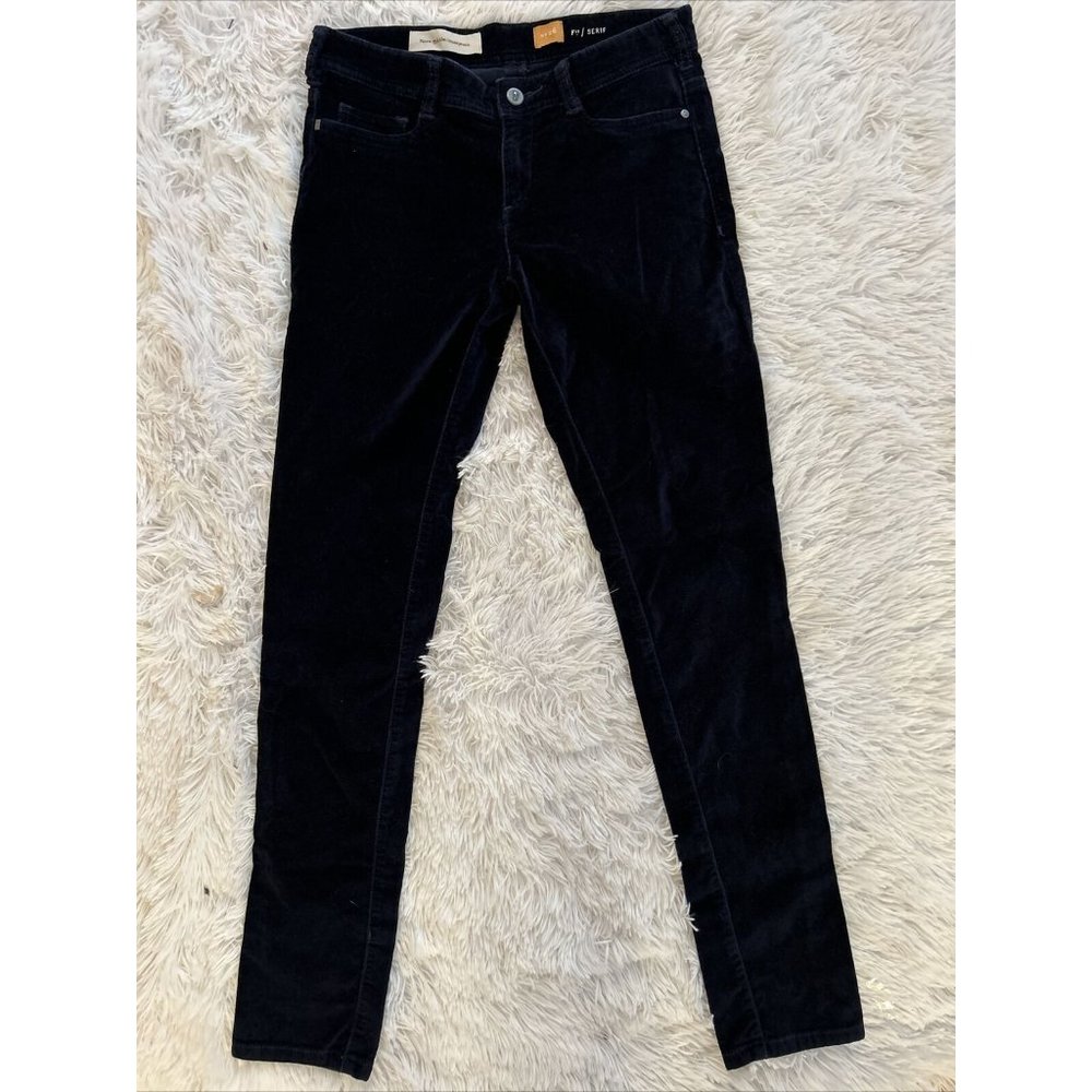 Pilcro Anthropologie Pants Woman Size 26 Blue Velvel Serif Fit Pockets Stretch